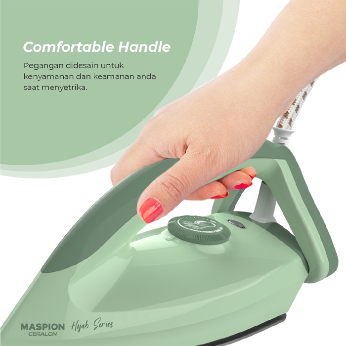 Maspion Setrika Listrik Dry Iron Non-Stick Hijab Series - HA365 | HA-365
